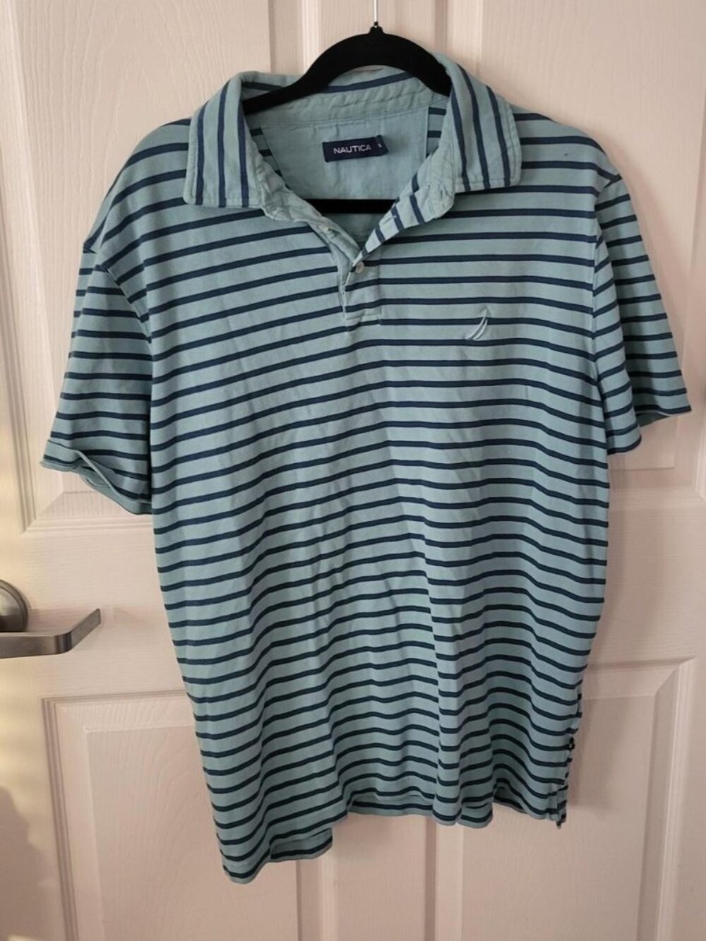 Nautica Preppy Blue Striped Polo